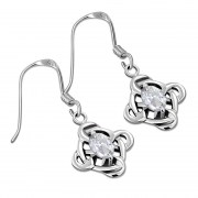 Clear CZ Celtic Knot Silver Earrings - e305